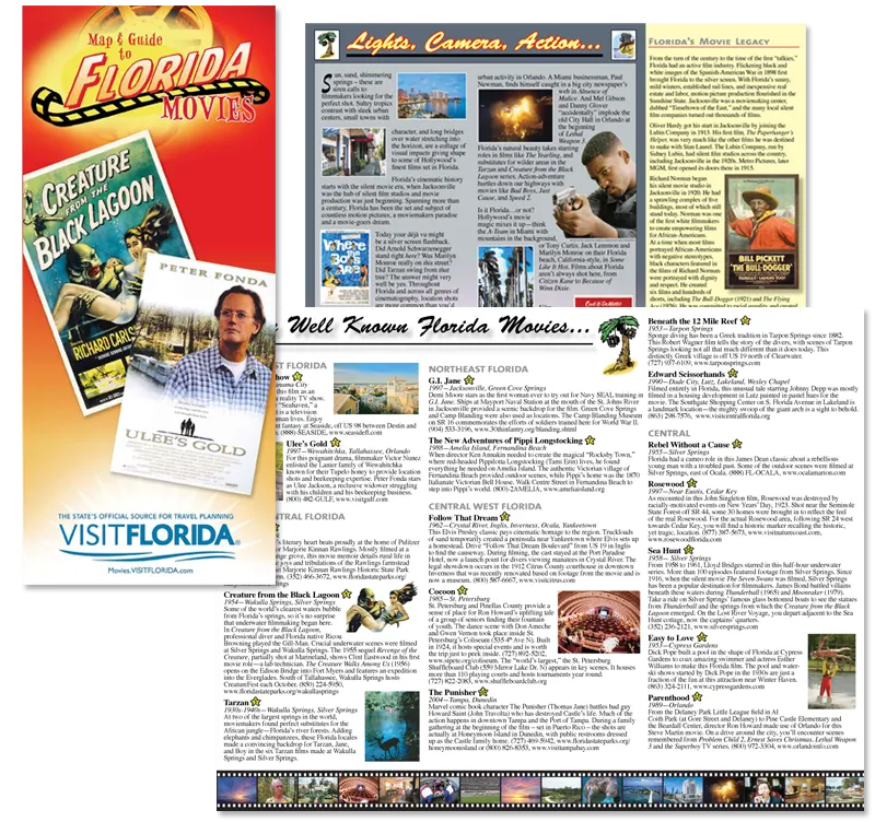 Visit Florida marketing materials including well known Florida Movies